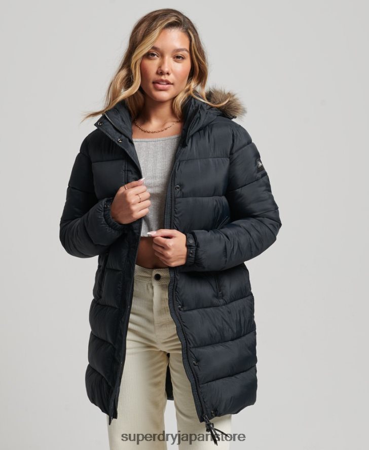 フード付きミッドレイヤーミッドコート 女性 Superdry 衣類 濃い灰色 2J62PZ3734