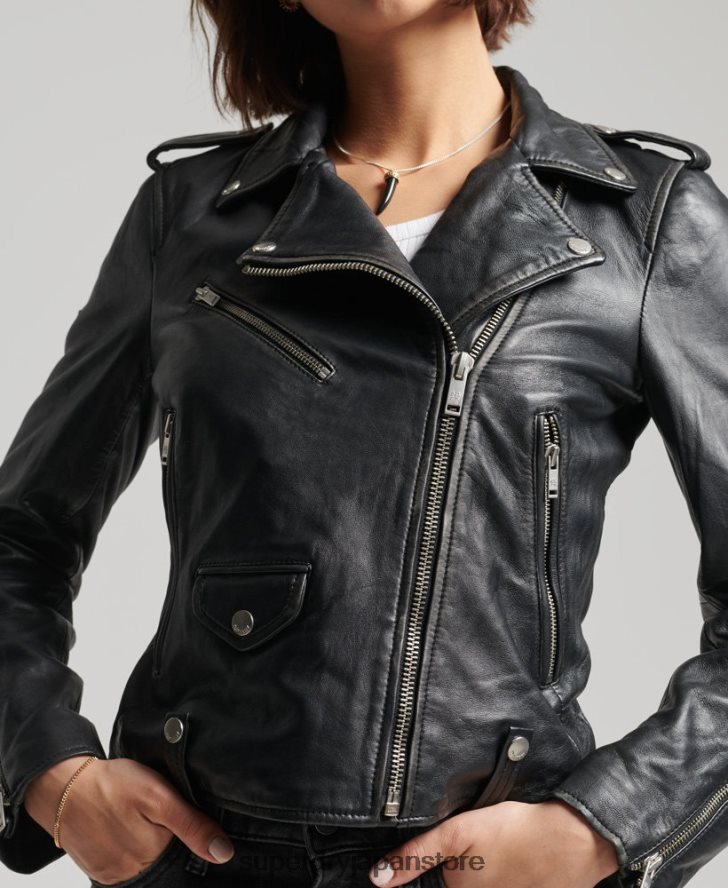ライリー レザー バイカー ジャケット 女性 Superdry 衣類 黒 2J62PZ3735