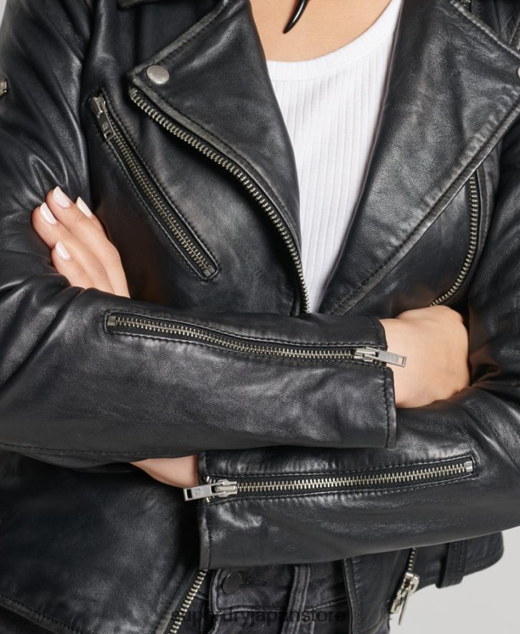 ライリー レザー バイカー ジャケット 女性 Superdry 衣類 黒 2J62PZ3735