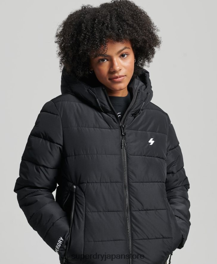 フード付きスピリットスポーツダウンジャケット 女性 Superdry 衣類 黒 2J62PZ3739