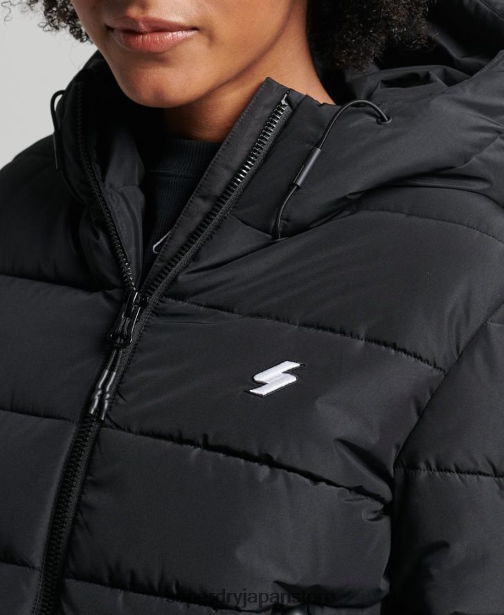 フード付きスピリットスポーツダウンジャケット 女性 Superdry 衣類 黒 2J62PZ3739
