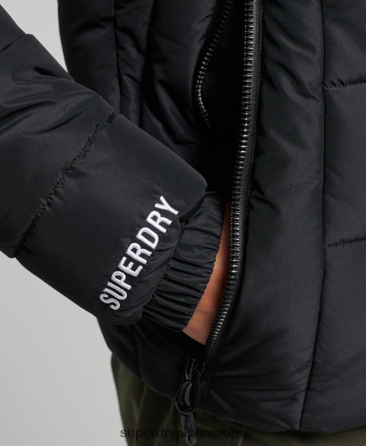 フード付きスピリットスポーツダウンジャケット 女性 Superdry 衣類 黒 2J62PZ3739