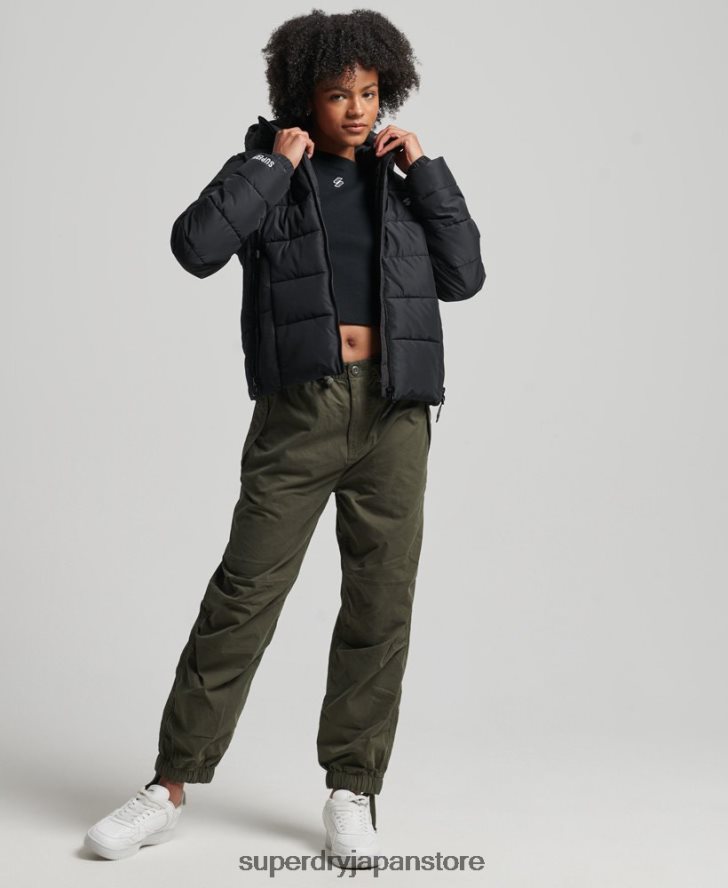フード付きスピリットスポーツダウンジャケット 女性 Superdry 衣類 黒 2J62PZ3739
