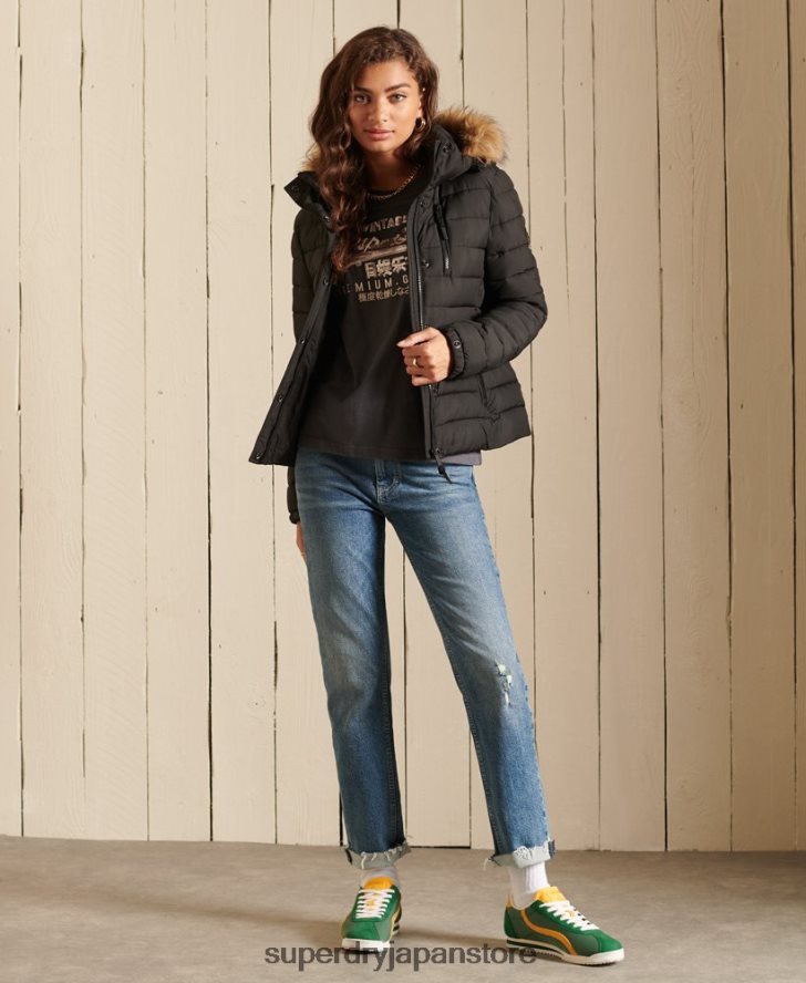 クラシック フェイクファー フジ ジャケット 女性 Superdry 衣類 黒 2J62PZ3741