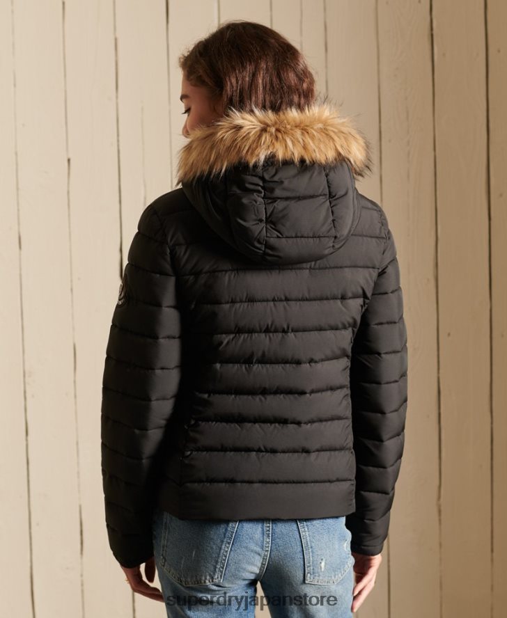 クラシック フェイクファー フジ ジャケット 女性 Superdry 衣類 黒 2J62PZ3741