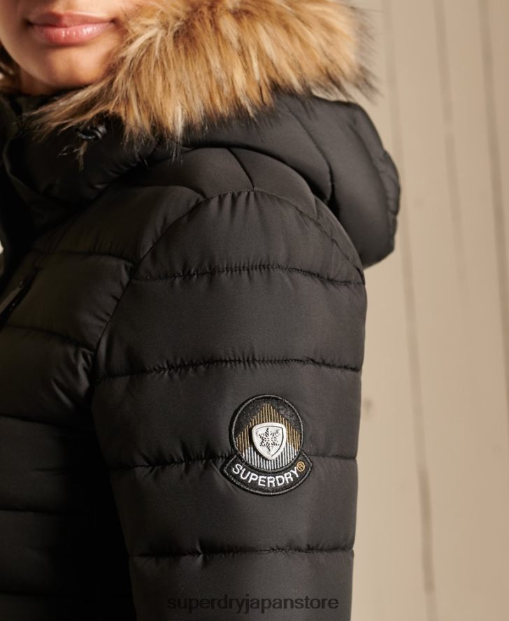クラシック フェイクファー フジ ジャケット 女性 Superdry 衣類 黒 2J62PZ3741
