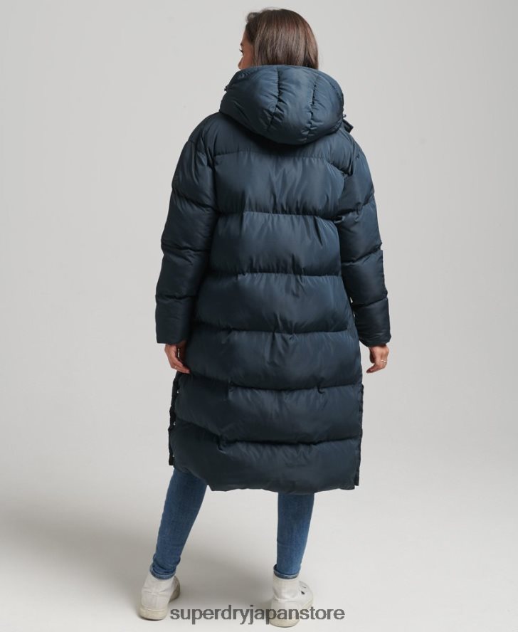 フード付き延縄フグコート 女性 Superdry 衣類 海軍 2J62PZ3744