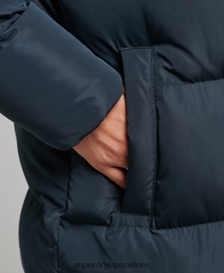 フード付き延縄フグコート 女性 Superdry 衣類 海軍 2J62PZ3744