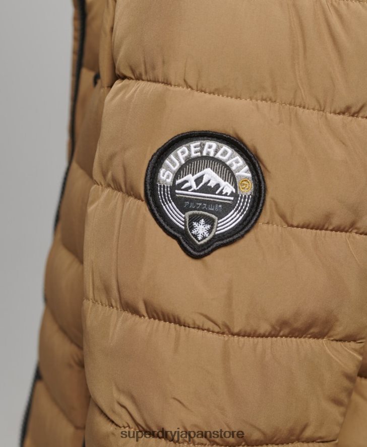 フェイクファーフード付きミッドレングスパファージャケット 女性 Superdry 衣類 茶色 2J62PZ3748