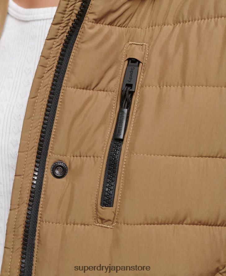 フェイクファーフード付きミッドレングスパファージャケット 女性 Superdry 衣類 茶色 2J62PZ3748