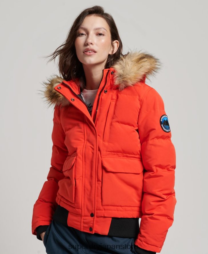 エベレスト フード付きパファーボンバージャケット 女性 Superdry 衣類 オレンジ 2J62PZ3750