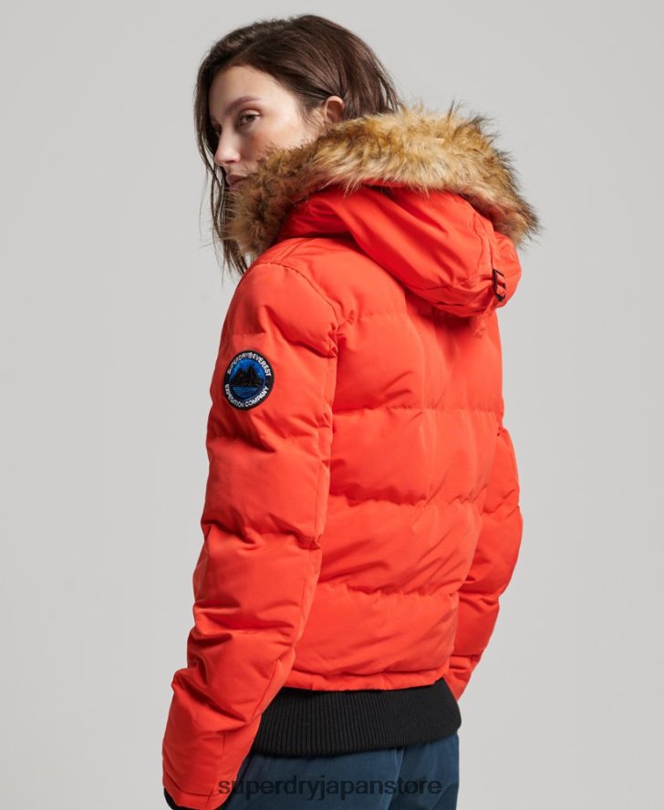 エベレスト フード付きパファーボンバージャケット 女性 Superdry 衣類 オレンジ 2J62PZ3750