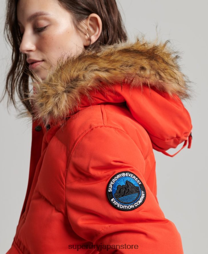 エベレスト フード付きパファーボンバージャケット 女性 Superdry 衣類 オレンジ 2J62PZ3750