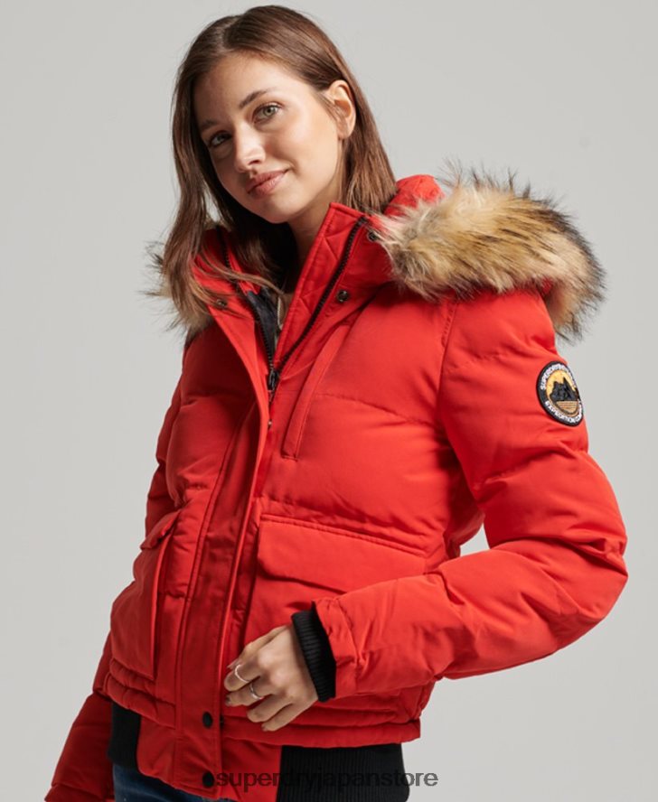 エベレスト フード付きパファーボンバージャケット 女性 Superdry 衣類 赤 2J62PZ3751