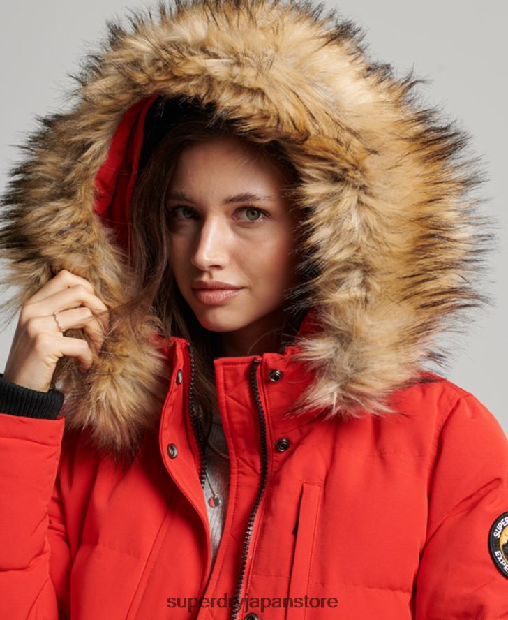 エベレスト フード付きパファーボンバージャケット 女性 Superdry 衣類 赤 2J62PZ3751