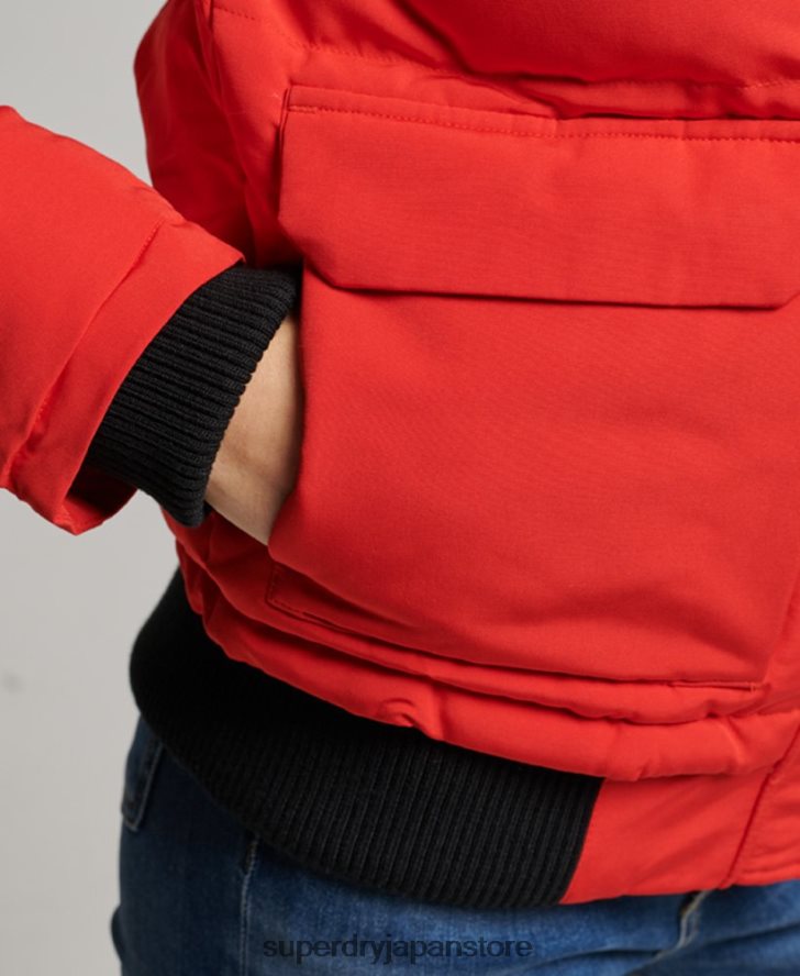 エベレスト フード付きパファーボンバージャケット 女性 Superdry 衣類 赤 2J62PZ3751