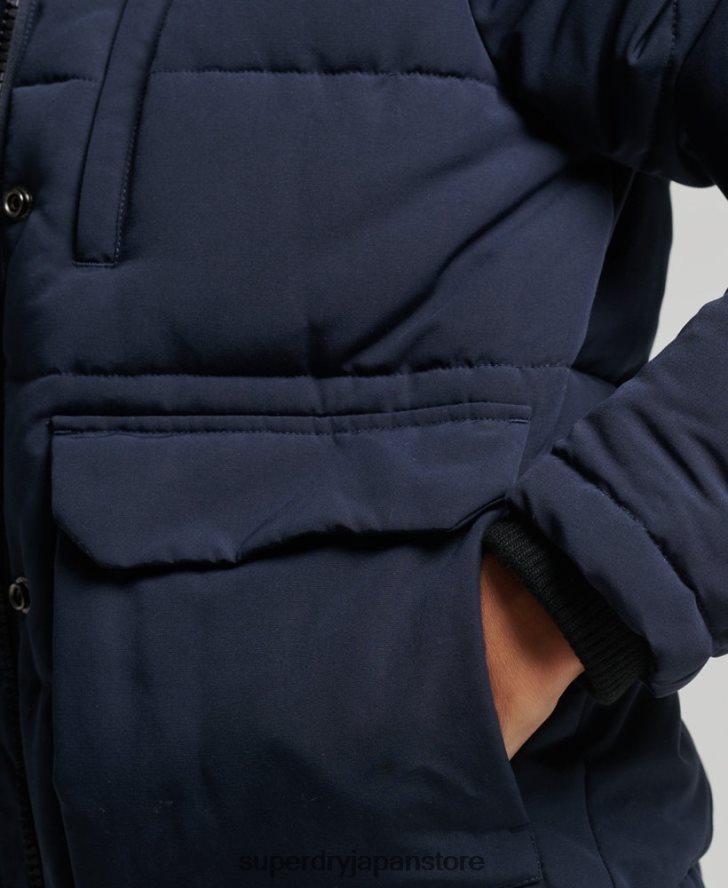 エベレスト フード付きパファーボンバージャケット 女性 Superdry 衣類 海軍 2J62PZ3752
