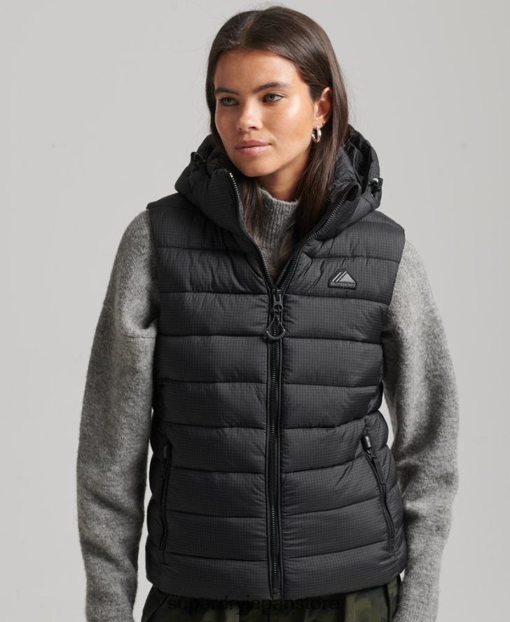 フード付きクラシックパッド入りジレ 女性 Superdry 衣類 黒 2J62PZ3753