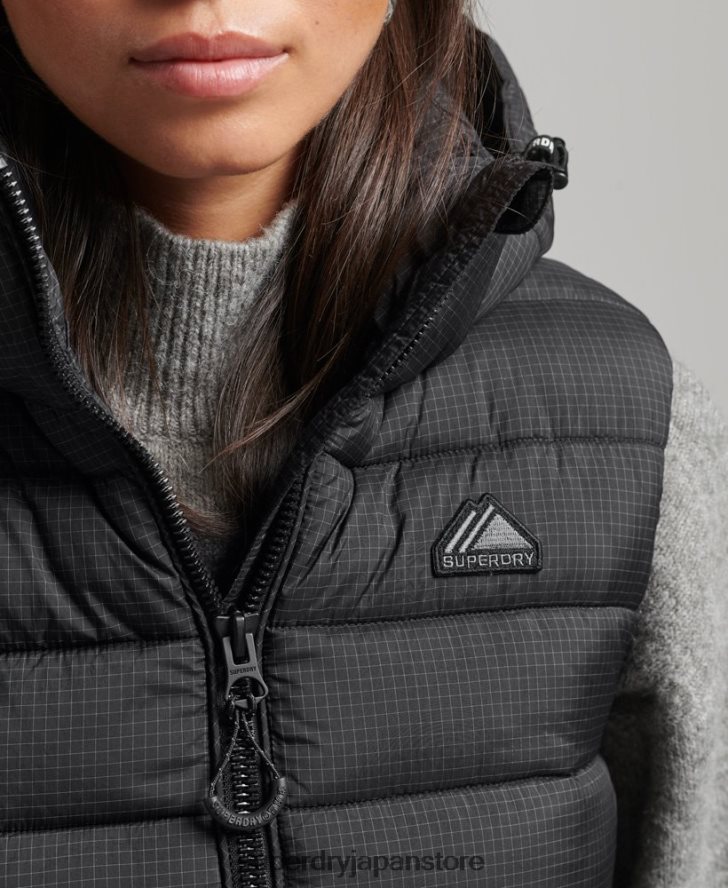 フード付きクラシックパッド入りジレ 女性 Superdry 衣類 黒 2J62PZ3753