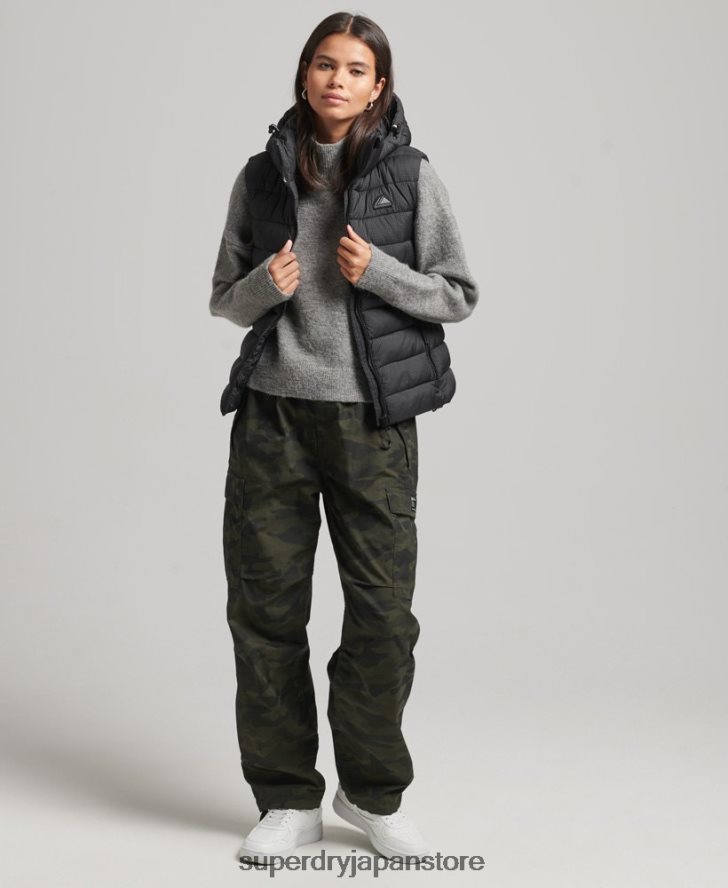 フード付きクラシックパッド入りジレ 女性 Superdry 衣類 黒 2J62PZ3753