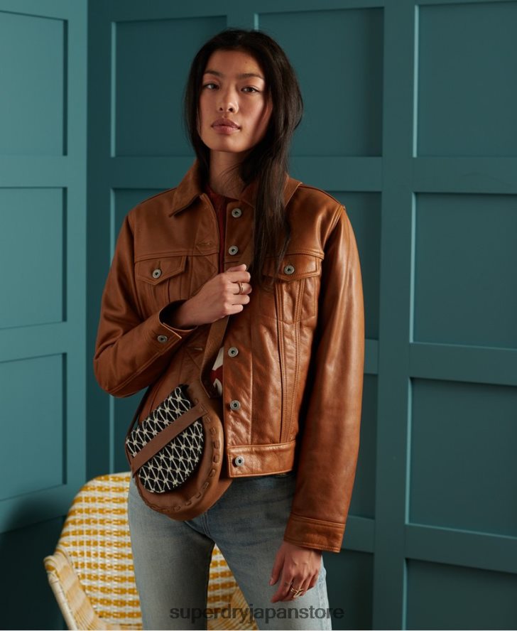 限定版ドライレザージャケット 女性 Superdry 衣類 黄褐色 2J62PZ3757
