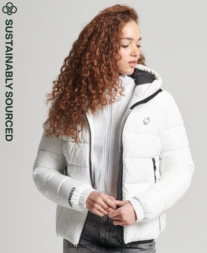 フード付きスピリットスポーツダウンジャケット 女性 Superdry 衣類 白 2J62PZ3759