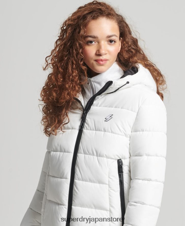 フード付きスピリットスポーツダウンジャケット 女性 Superdry 衣類 白 2J62PZ3759