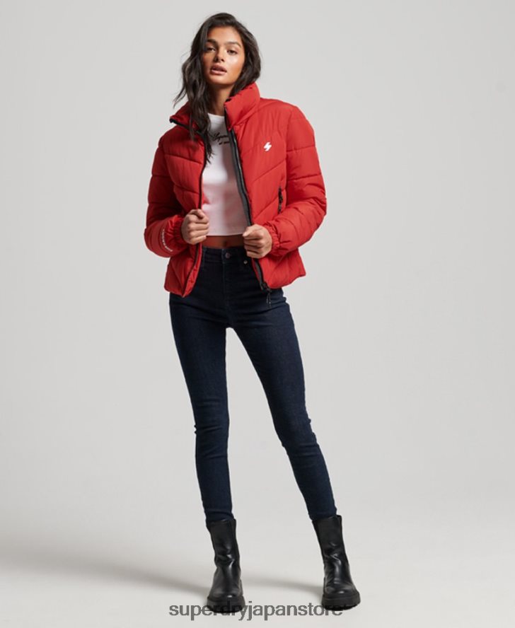 フードなしスポーツダウンジャケット 女性 Superdry 衣類 赤 2J62PZ3761
