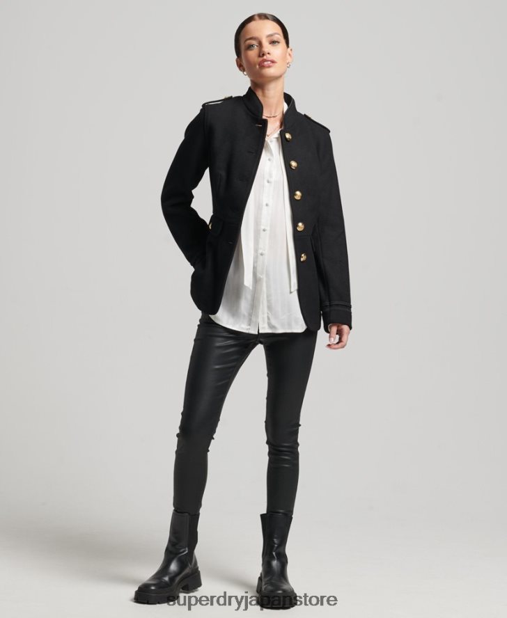 ショートミリタリーウールコート 女性 Superdry 衣類 黒 2J62PZ3763