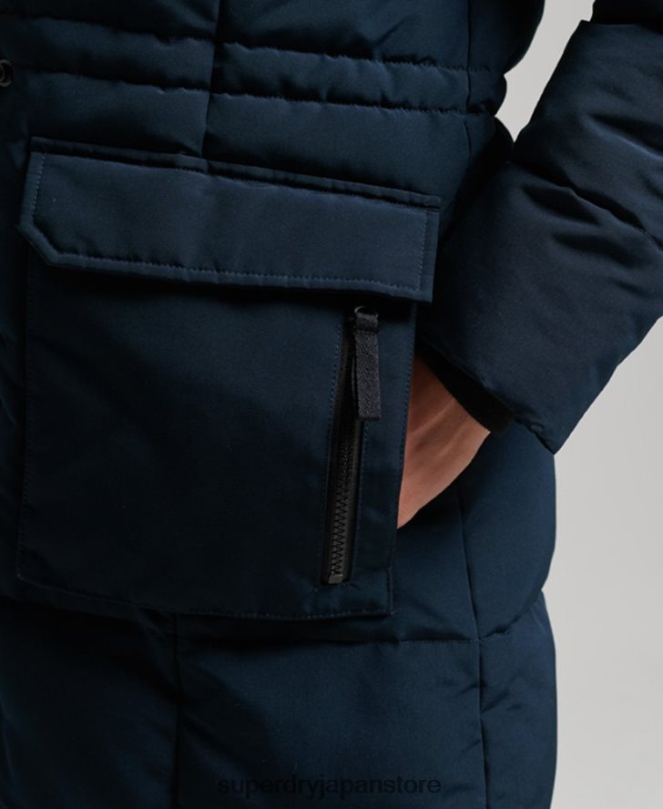 延縄フェイクファーエベレストコート 女性 Superdry 衣類 海軍 2J62PZ3764