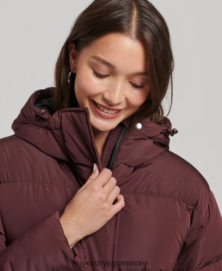 フード付き延縄フグコート 女性 Superdry 衣類 赤 2J62PZ3765