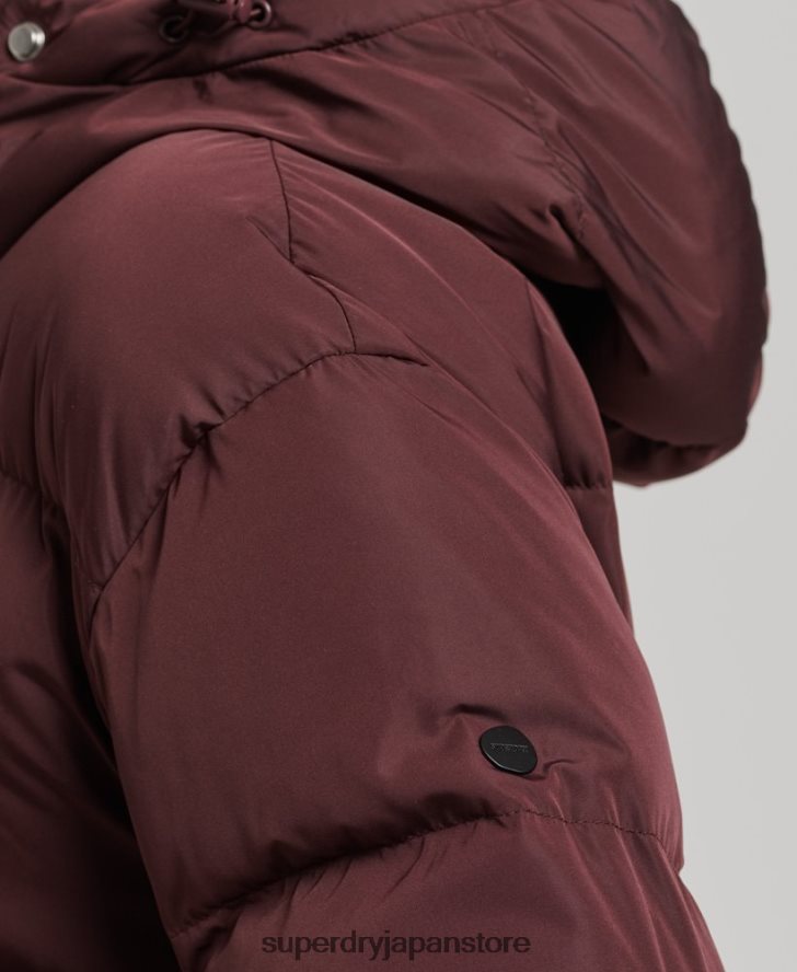 フード付き延縄フグコート 女性 Superdry 衣類 赤 2J62PZ3765