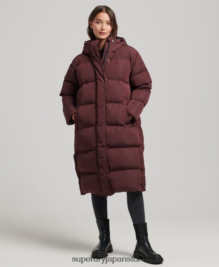 フード付き延縄フグコート 女性 Superdry 衣類 赤 2J62PZ3765