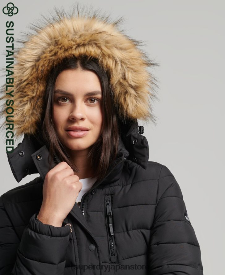 クラシック フェイクファー フジ ジャケット 女性 Superdry 衣類 黒 2J62PZ3766