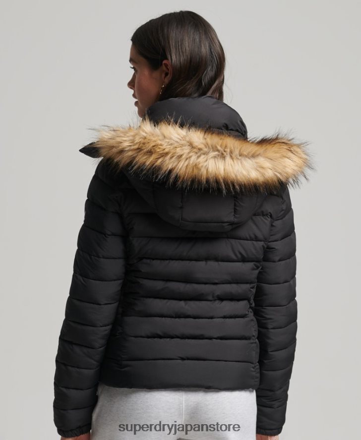 クラシック フェイクファー フジ ジャケット 女性 Superdry 衣類 黒 2J62PZ3766