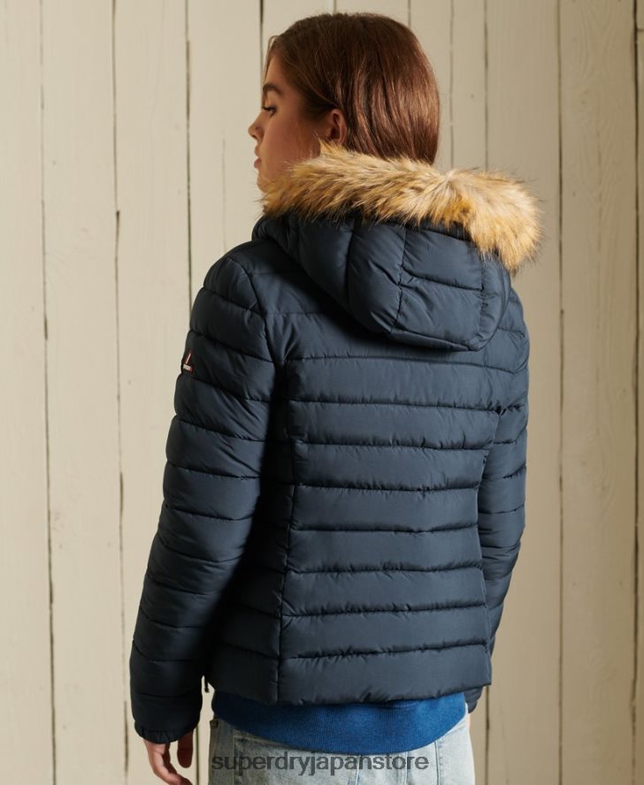 クラシック フェイクファー フジ ジャケット 女性 Superdry 衣類 海軍 2J62PZ3767