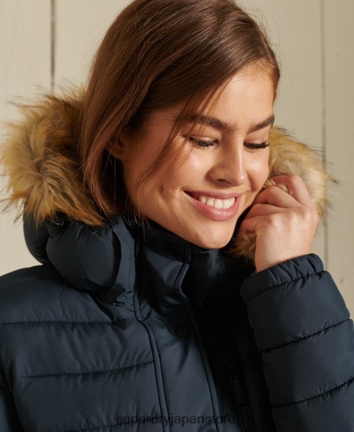 クラシック フェイクファー フジ ジャケット 女性 Superdry 衣類 海軍 2J62PZ3767
