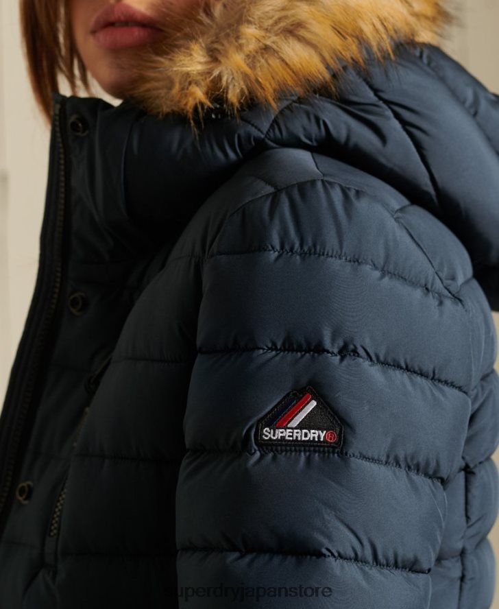 クラシック フェイクファー フジ ジャケット 女性 Superdry 衣類 海軍 2J62PZ3767