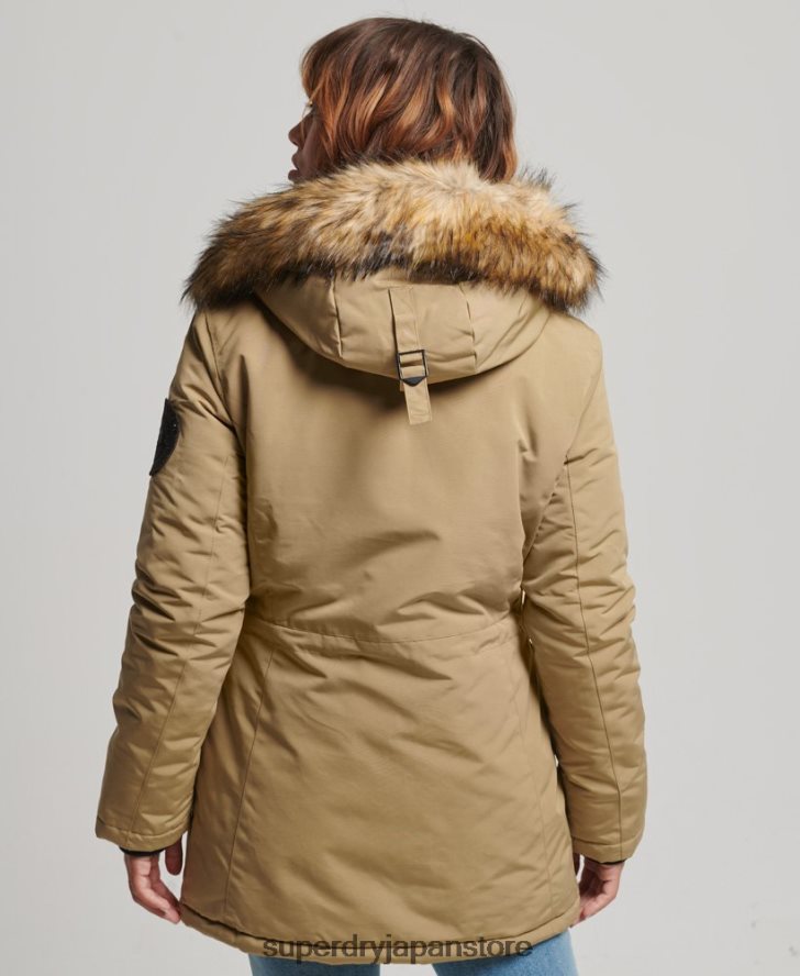 フード付きエベレスト フェイクファー パーカー コート 女性 Superdry 衣類 茶色 2J62PZ3774