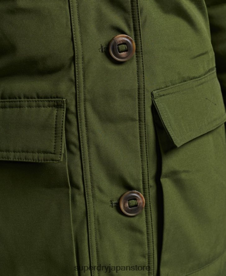 フード付きフェイクファーダウンパーカーコート 女性 Superdry 衣類 緑 2J62PZ3775
