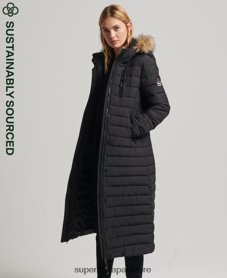 超延縄フジコート 女性 Superdry 衣類 黒 2J62PZ3777