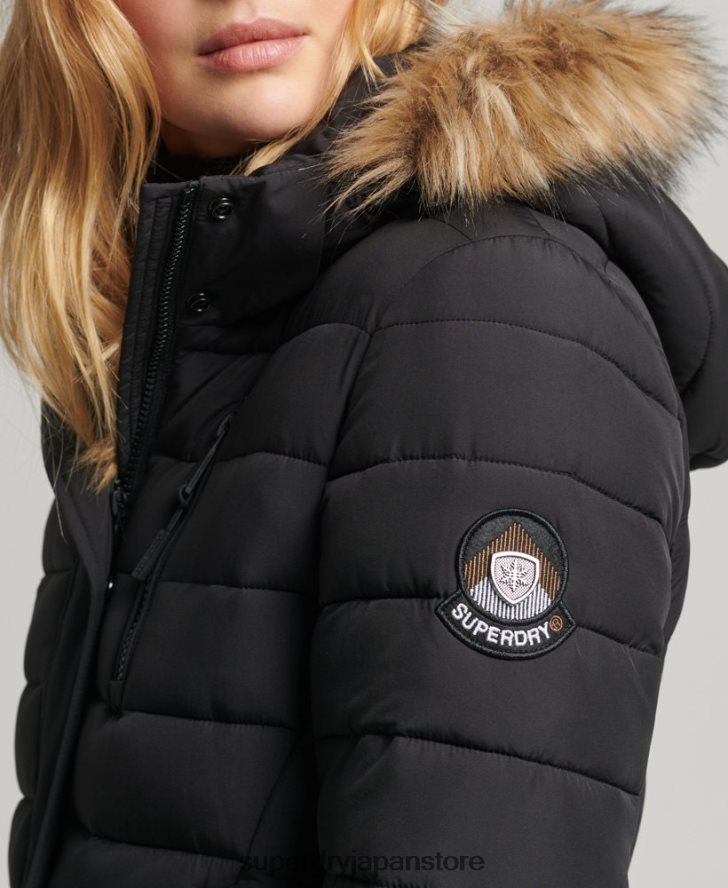 超延縄フジコート 女性 Superdry 衣類 黒 2J62PZ3777