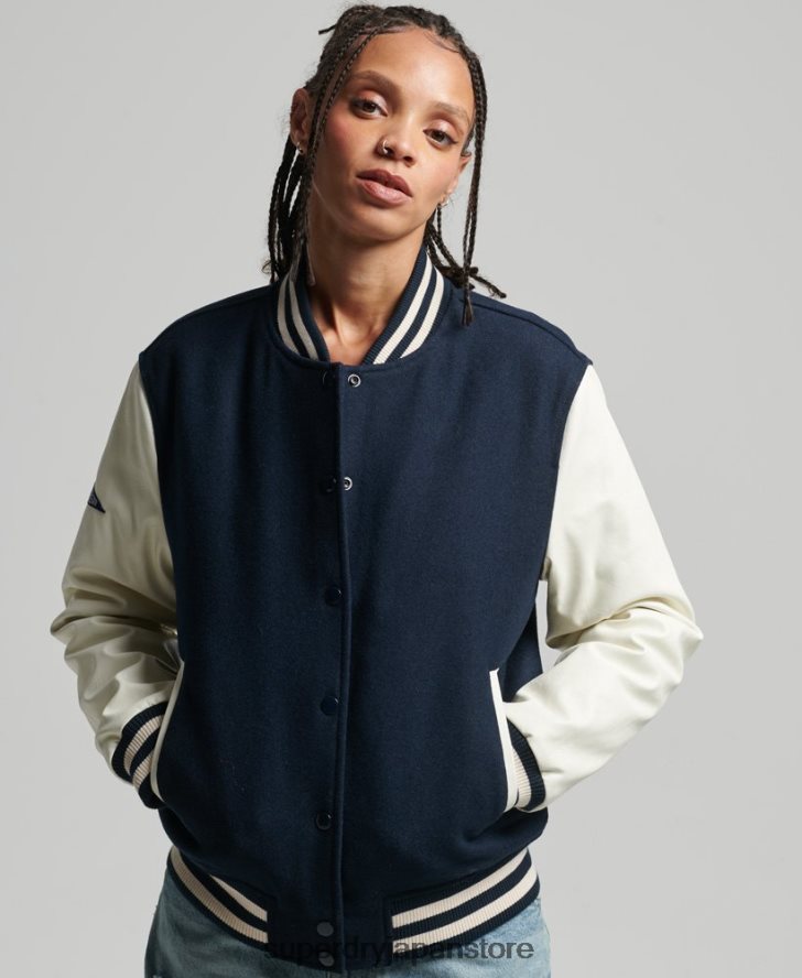 カレッジバーシティボンバージャケット 女性 Superdry 衣類 海軍 2J62PZ3784