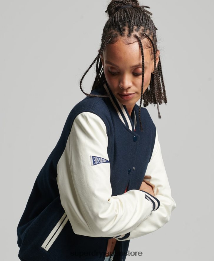 カレッジバーシティボンバージャケット 女性 Superdry 衣類 海軍 2J62PZ3784