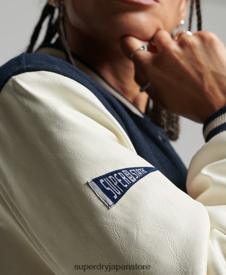 カレッジバーシティボンバージャケット 女性 Superdry 衣類 海軍 2J62PZ3784