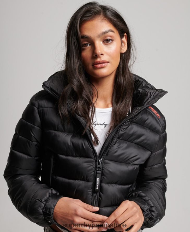 軽量クロップドスポーツパッド入りジャケット 女性 Superdry 衣類 黒 2J62PZ3787