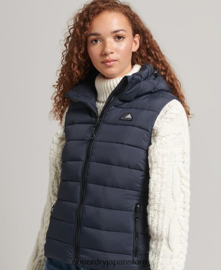フード付きクラシックパッド入りジレ 女性 Superdry 衣類 海軍 2J62PZ3797