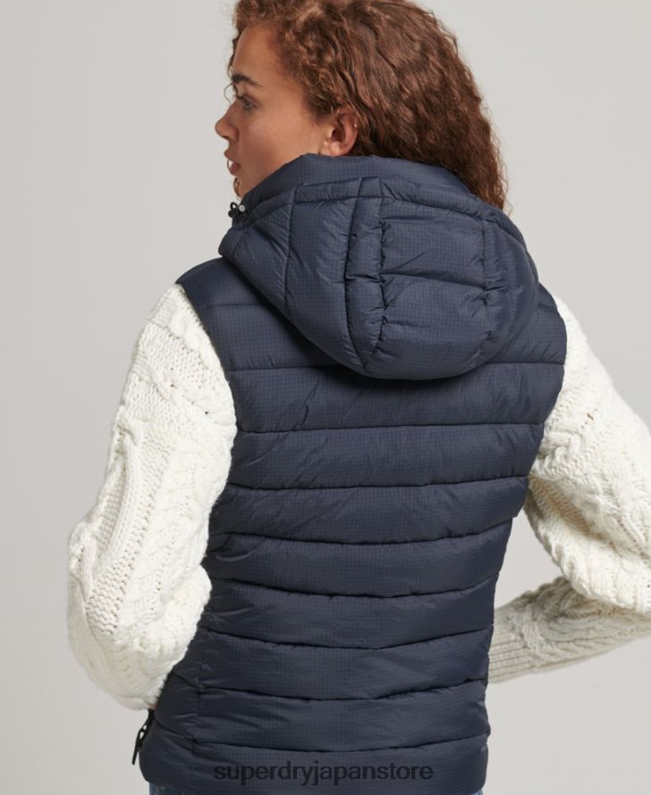 フード付きクラシックパッド入りジレ 女性 Superdry 衣類 海軍 2J62PZ3797