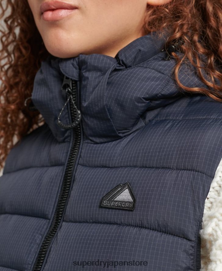 フード付きクラシックパッド入りジレ 女性 Superdry 衣類 海軍 2J62PZ3797