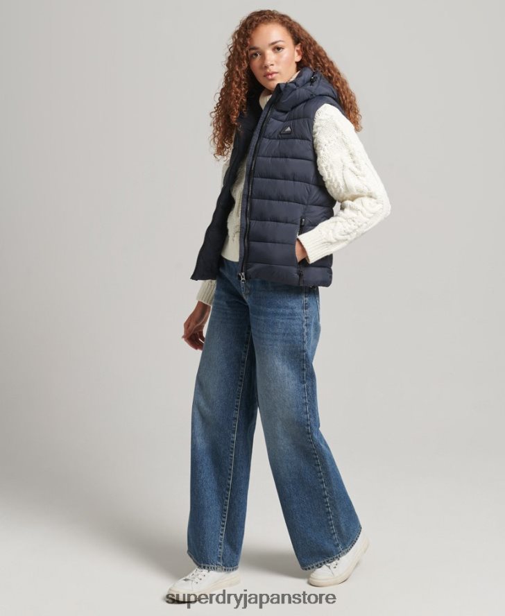 フード付きクラシックパッド入りジレ 女性 Superdry 衣類 海軍 2J62PZ3797